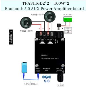 Alto-falantes Hifidiy Live Bluetooth 5.0 Aux Tpa3116 Digital Power Amplifier Board 2x 50W 100W Alto-falante Estéreo Áudio Amp Módulo Home Music 1002