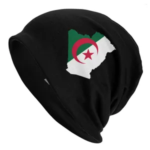 Berets Algerien Karte Flagge Gesicht Motorhaube Hüte Mode Winter Straße Skullies Mützen Für Männer Frauen Stricken Hut Frühling Warme Unisex kappen