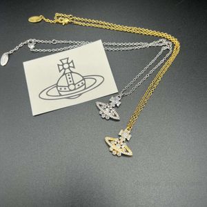 Planet Necklace Designer Necklace for Woman Vivienen Luxury Jewelry viviane westwood High Version Hollowed Out Full Diamond Snowflake Saturn Necklace Br
