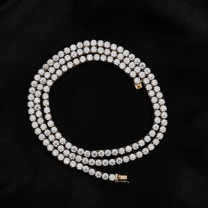 Qianjian Hot Sale Gold Plated Hip Hop 925 Silver Clustered 5mm Moissanite Tennis Chain