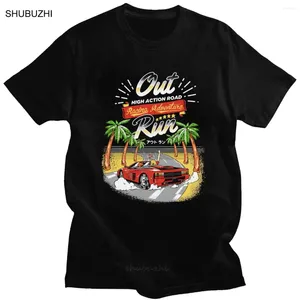 Men's T Shirts Retro Out Run T-Shirt Men Soft Cotton Short Sleeved 80s Arcade Game Tshirt Racing Adventure OutRun Tee Shirt Clothing Gift