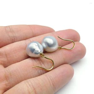 Dangle Earrings 11.5-12mm South Sea Cultured Pearl Hook Drop 18K Yellow Gold