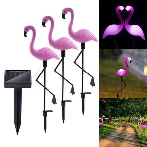 Solar Flamingo Stake Light Lantern Powered Pathway Lights Outdoor Waterproof Garden Decorative Lawn Yard LampHarm to The Environme236E