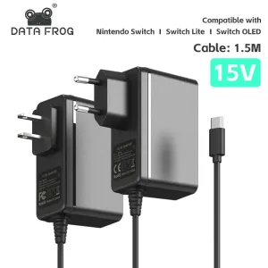 Laddare Data Frog EU/US Plug -adapterladdare för Switch OLED Travel Charger Compatiblenintendo Switch Console Charging USB Type C Power C Power