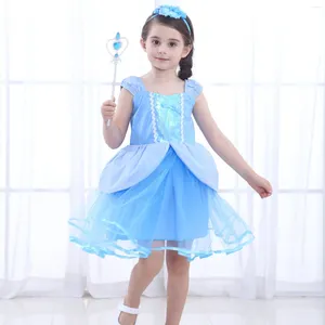 Dziewczyny sukienki Dziewczyny Kids Kids Blue Lace Tiul Costume na przyjęcie Urodziny Halloweenowe ubrania modowe