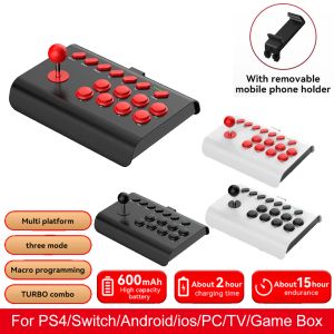 Joysticks 2.4G Bluetooth Wired 3mode Arcade Game Stick Joystick Controller com Turbo Macro Funções para PS4/PS3/Xbox One/Switch/PC