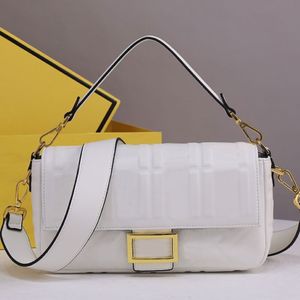 Schlichte Baguette-Tasche für Damen, Handtaschen mit Klappe, Geldbörse aus echtem Leder, Magnetverschluss, abnehmbarer Griff, Riemen, modische Buchstaben, Gold-Hardware S282f