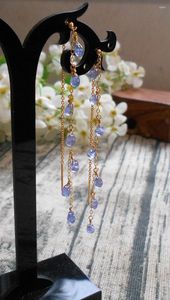 Dangle Earrings Icnway Natural 4.2-4.7mm Tanzanite Teardrop 14kgp Wholesale