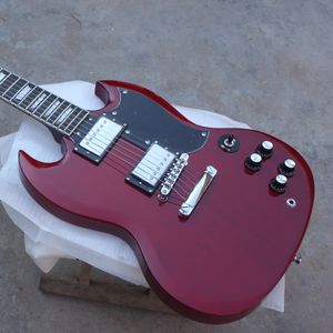 Burgundy G-400 Yüksek Kaliteli SG Elektro Gitar, Nikel Krom Donanım Donanımı, İki Pikap, Küçük Pikap Koruma, Stokta, Hızlı Denizcilik