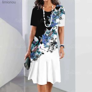 Urban Sexy Dresses New Fashion Casual 2023 Summer Dresses For Women Floral Print Vintage O-Neck Short Sleeve Holiday Oversized Dress Women Clothes 240223