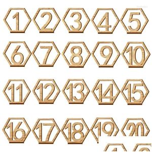 Party Decoration 20st Woode Hexagonal Table Seat Number Signs For Wedding Birthday Banket Decor 1-40 Digital Sign Drop Delivery H DH6OX