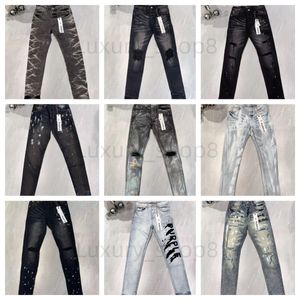 Amirir Jeans Purple Jeans Street Fashioner Men Men Fly Black Etrastic Skinny Jeans Blotons Fly Hip Hop Brand Jeans для женщин белые черные брюки 28-40