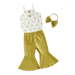 Set di abbigliamento St Patrick's Day Baby Girl Outfifit Clover Stampa per trifoglio pantaloni per fiammata per fiammata nati Summer Shamrock Clothes