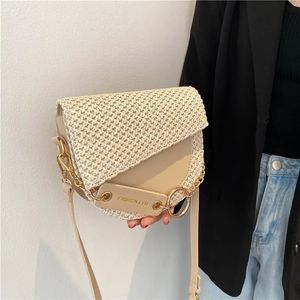 Sacos de ombro feminino designer mensageiro crossbody meninas praia bolsa bolsa vintage rattan tecido palha saco summer2703