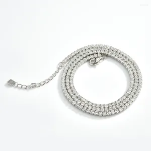 Hängen Vewant 925 Sterling Silver 2mm Tennix Zircon Cz Chain Chkoer Halsband 2024 Kvinnor Crystal Luxury Fine Jewelry