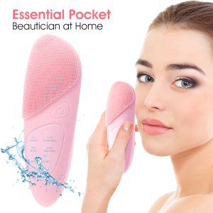 Dispositivi 2 in 1 Spazzola elettrica per la pulizia del viso Spazzola per il viso in silicone Pulizia profonda Peeling della pelle Detergente Dispositivo per massaggiare il viso degli occhi