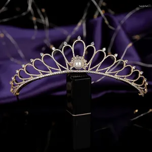 Fermagli per capelli Diademi e corona HADIYANA Perla semplice Donna Accessori da sposa Gioielli per feste Cubic Zirconia BCY8930 Princesa