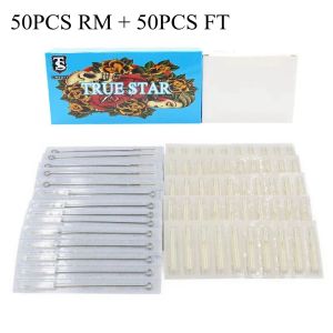 針50pcs（rm+ft）使い捨て滅菌タトゥー針のヒントタトゥーノズルのヒントタトゥーマシンのための白いタトゥーのヒント