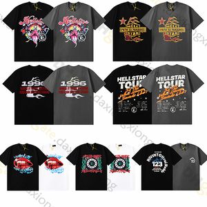 Summer Men Womens Hellstar T Shirt Rapper Wash Grey Heavy Craft Unisex krótkie rękaw Top High Street Fashion Retro T-shirt amerykańska rozmiar S-xl M4GD#