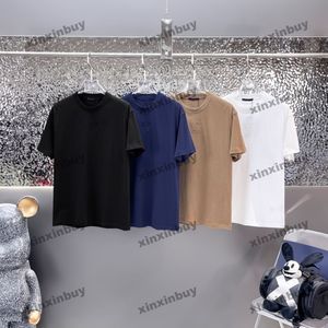 Xinxinbuy Men Designer Tee T Shirt 2024エンボスレタープリント1854半袖コットン女性ブルーブラックホワイトグリーンS-2xl