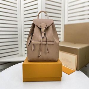 MONTSOURIS backpack woman classic brown flower fashion leather travel bag designer buckle tie rope backpacks Turtledove Sperone M4254S