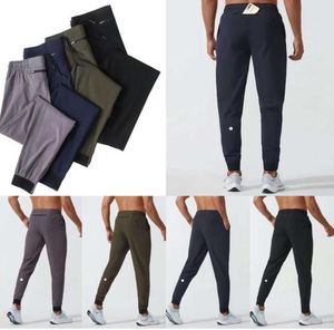 Lu Womens ll Erkek Jogger Uzun Pantolon Spor Yoga Kıyafet Hızlı Kuru Drawstring Spor Salonu Cepleri Sweetpants Pantolon Sıradan Elastik Bel Fitness S-9 Pantolon435