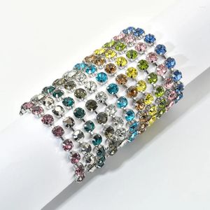 Link pulseiras original espumante colorido prata banhado cz pulseira de tênis pulseira para mulheres casamento moda jóias atacado festa presente