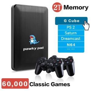 Oyuncular Yeni 2T HDD Pawky Pad Retro Video Oyunu 4K 3D Taşınabilir Harici Oyun Konsolu G Cube/Satürn/PS2/N64 60000+ Windows PC için Oyunlar