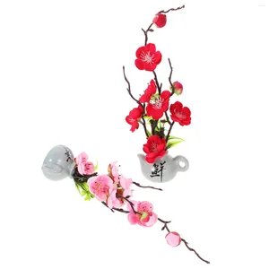Dekorativa blommor 2st Artificial Plum Blossom Dish Serving Plate Decor Sushi Ornament