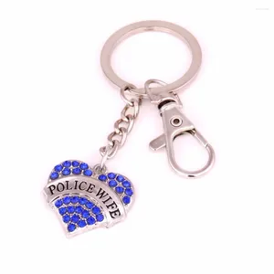 Keychains Drop 1" Inches Rhodium Plated WIFE Pave Crystal Heart Charm Key Chain