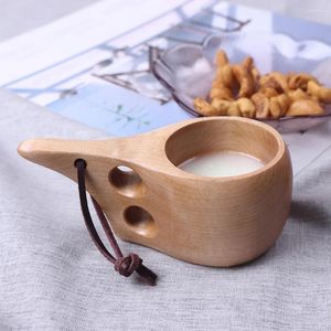 Mugs 1pc Natural Wooden Cups Breakfast Milk 200ML Creative Wood Coffee Tea Cup