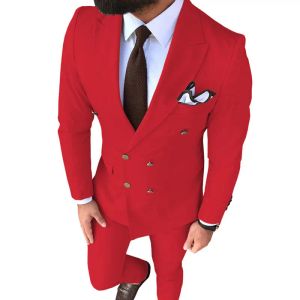 Ternos 2 peças conjunto de terno masculino fino encaixe versão coreana calças casaco melhor homem smoking festa (blazer + calças)