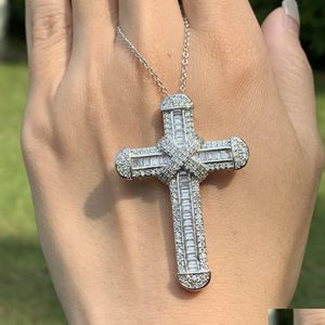 Pendanthalsband Victoria Wieck Luxury Jewelry Real 925 Sterling Sier Pave White Topaz Cz Diamond Gemstones Cross Lucky Women Neckl Dhrg1