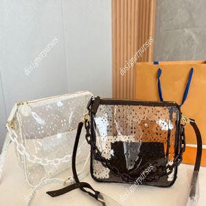TZ Fashion Designer Bags Transparent jelly Totes Ladies Shoulder Crossbody bag Show off the rich Clear Lipstick powder makeup cosm306E