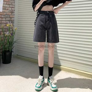 Damenjeans, weit, hoch tailliert, schwarze Shorts, Jeans, Damen, Y2k, Sommer, weiblich, Vintage, blau, gerade, Denim, kurze koreanische Freizeit, knielange Hose, L2402