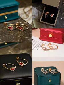 Fashion Earring Designer Leaf clover ear ring qeelin pendants mother-of pearl stud stainless steel plate 18k gold rose Studs diamond for girl Valentines Mothers Day