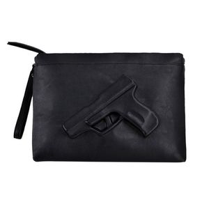 Unique women messenger bags 3D Print Gun Bag Designer Pistol Handbag Black Fashion Shoulder Bag Day Envelope Clutches With Strap247f