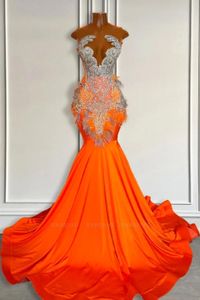 Fantastisk orange sjöjungfru prom klänningar nya rena pärlor paljetter afton klänningar skräddarsydda afrikanska flickor festklänningar bc18253