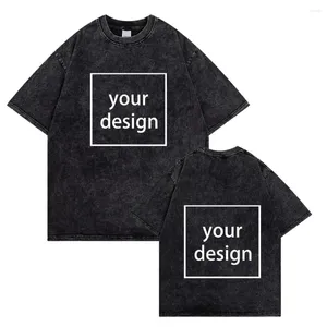 Erkek Tişörtleri Özel Desen Vintage Yıkanmış Kısa Kollu Erkek Kadınlar Harajuku Sleeve Yaz Diy Tasarım Grafik T-Shirt