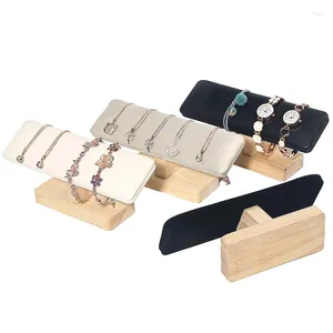 Jewelry Pouches Bracelet Display Stand Vintage PU Leather / Velvet Chain Watch Rack Organizer Hard Wooden Holder