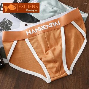 Underpants EXILIENS Brand High Fork Sexy Solid Cotton Underwear Men Brief Breathable Mens Briefs Comfortable Man Shorts Size M-3XL E093-HR