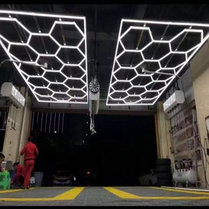 Honeycomb LED Light Garage Light Hexagon Wash Station Decoration Hexagon LED Light For Workshop Car Showroom Car Detaling Tak Anpassad