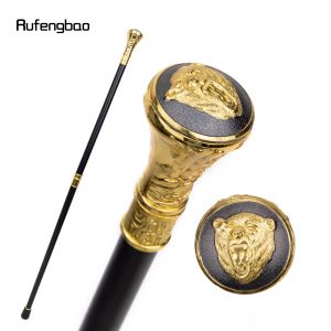 Gold Luxury Roaring Bear Head Totem Walking Cane Fashion Decorative Walking Stick Gentleman Elegant Cosplay Knob Crosier 93cm