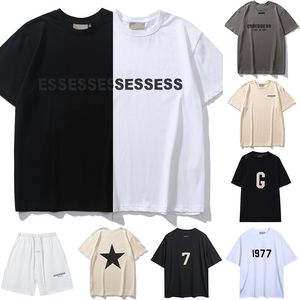 2024 Essentialls Mens Camisetas Peito Carta Essentialsweatshirts Impressão Maré Manga Curta High Street Solta Oversize Casual Mulheres Essentials Hoodie Tops de Algodão