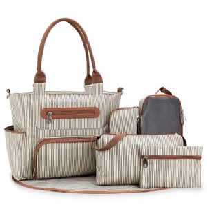 Organizzatore di borse 7 pezzi/set Borsa per mummia Borsa di grande capacità Borsa per pannolini multifunzione per mamma e bambino Borsa da viaggio per pannolini con cinghie per passeggino