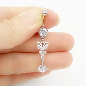 Jewelry 925 Sterling Silver Navel Piercing CZ Belly Button Ring for Women Belly Button Piercing Body Jewelry