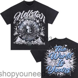 Mens T-Shirts Hellstar Cotton T-shirt Fashion Black Men Women Designer Clothes Cartoon Graphic Punk Rock Tops Summer High Street Streetwear J230807