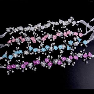 Hair Clips Fashion Flower Headbands Pearls Crystal Hairbands For Women Girls Party Ribbon Headwear Bride Wedding Jewelry Accessories