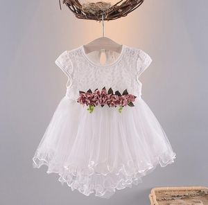Платье для маленьких девочек, летняя одежда из хлопка без рукавов с цветочным принтом, праздничные платья принцессы, сетчатое бальное платье, платье для девочек