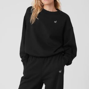 AL-Yoga CREW NECK Pullover Warm Sweatshirts Womens on chest Loose Sweatwear Unisex Casual Top Fashion Outwear Jacket